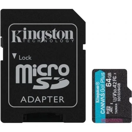 Kingston Canvas Go! Plus 64GB microSDXC U3 V30 A2 con Adaptador SD